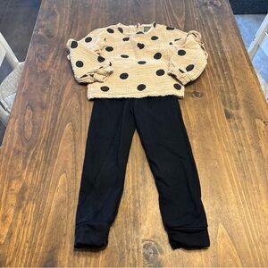 Emma Jean Polka Dot Kids Matching Set - Beige and Black